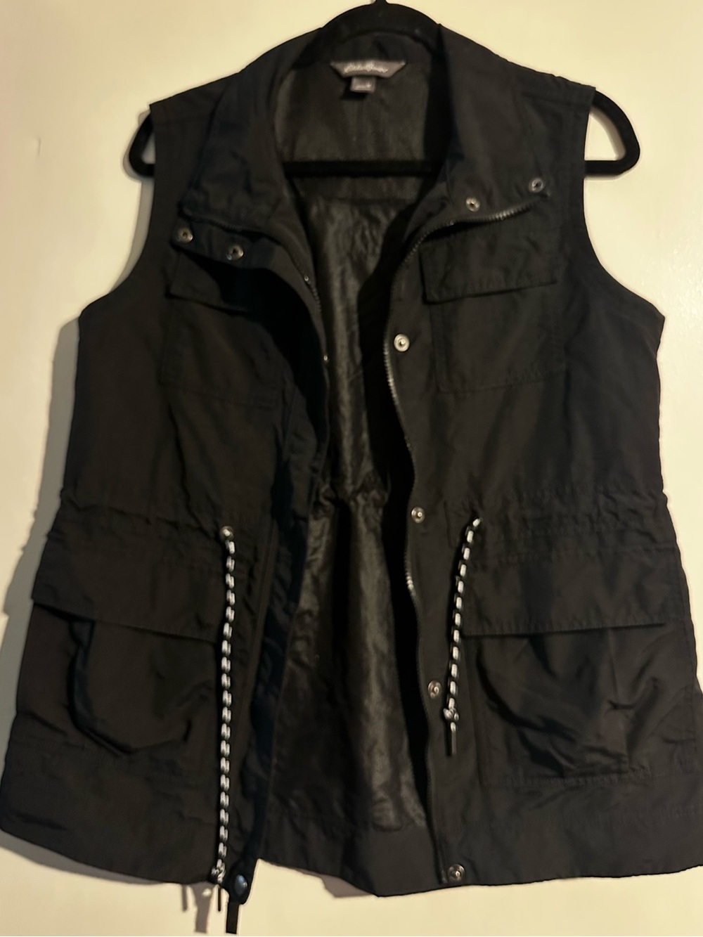 Eddie Bauer Black Drawcord Utility Vest